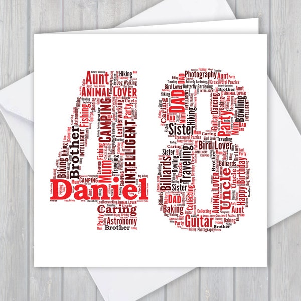 Personalised 48th Birthday greeting card, Unique anniversary or Retirement keepsake gift for Wife, Husband, Mum, Dad, Son, Daughter, friend,