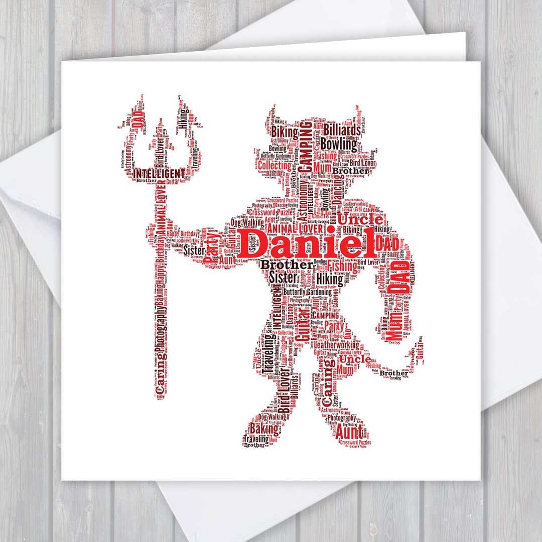 Personalized Devil Word Art Birthday Card: Custom Keepsake MYT010 - Etsy