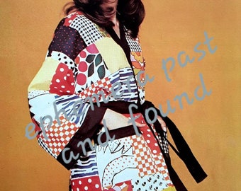 PATCHWORK COAT, PDF, Vintage sewing pattern, Early 1970s womens jacket, Templates & diagrams, Stitching instructions, Digital download