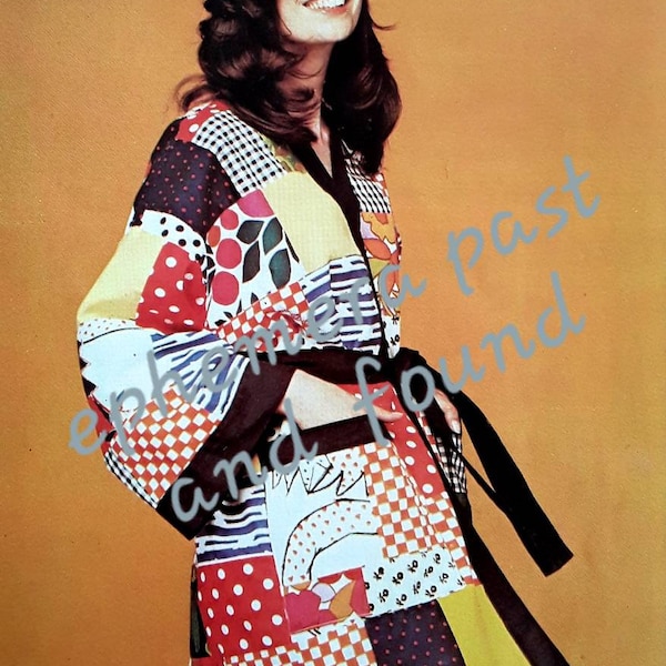 PATCHWORK COAT, PDF, Vintage sewing pattern, Early 1970s womens jacket, Templates & diagrams, Stitching instructions, Digital download