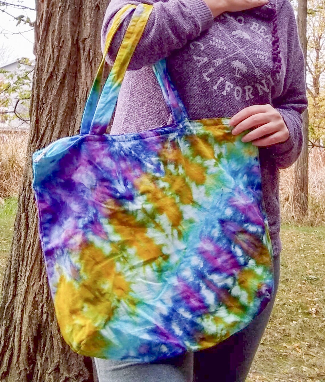 Tie dye canvas tote bag with zipper Etsy