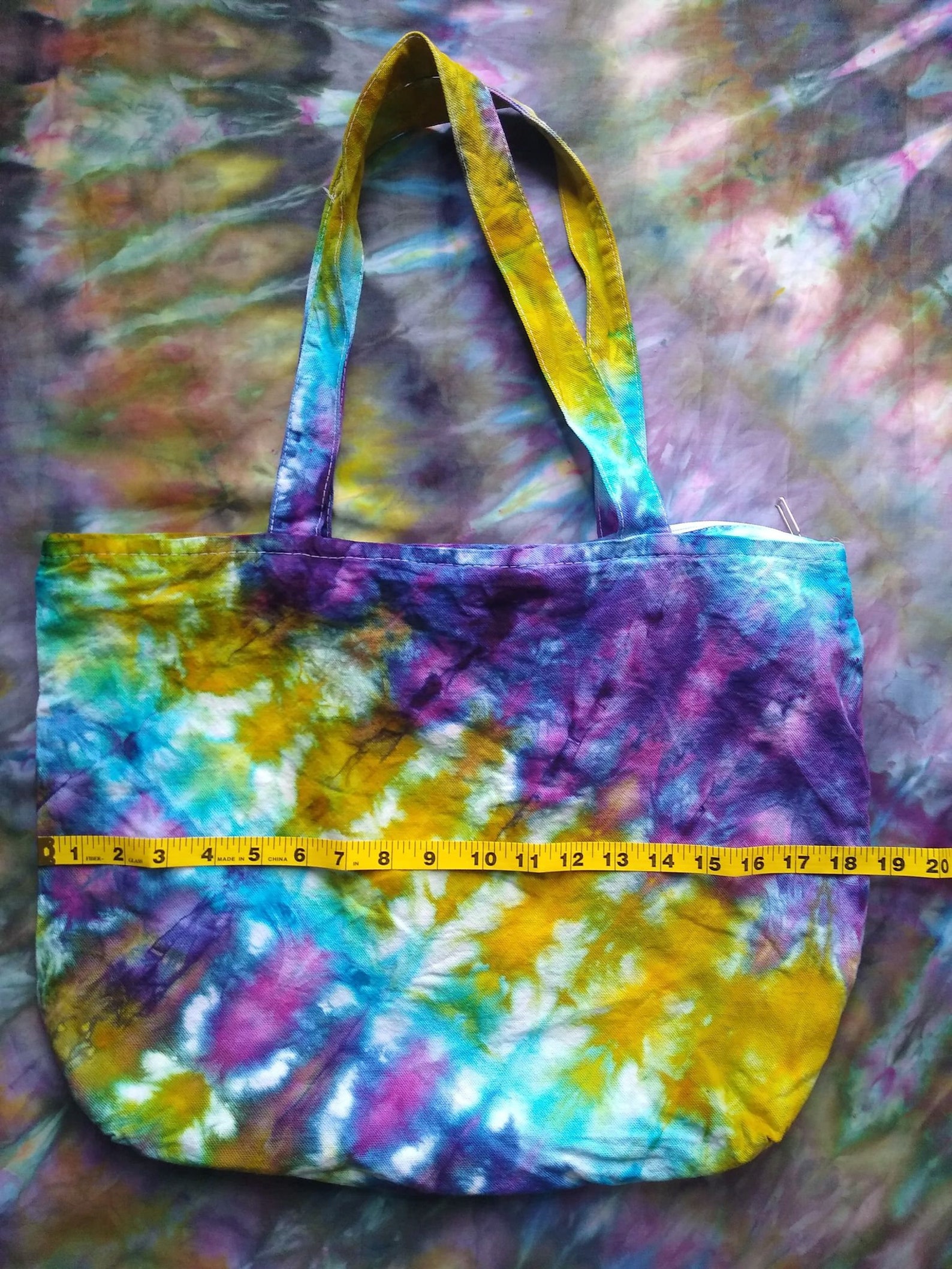 Tie dye canvas tote bag with zipper Etsy