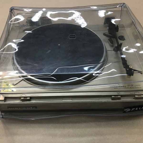 Hoes draaitafel. Transparant vinyl. Op maat beschikbaar.