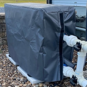 Cubierta para bomba de calor Fibropool FH255 - Vinilo resistente gris - Personalizable