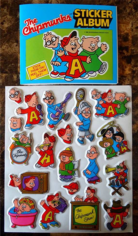 The Chipmunks Sticker Album, Puffy Stickers, Puffy Stick-Ons, Vintage from  the 80's, Dated 1984