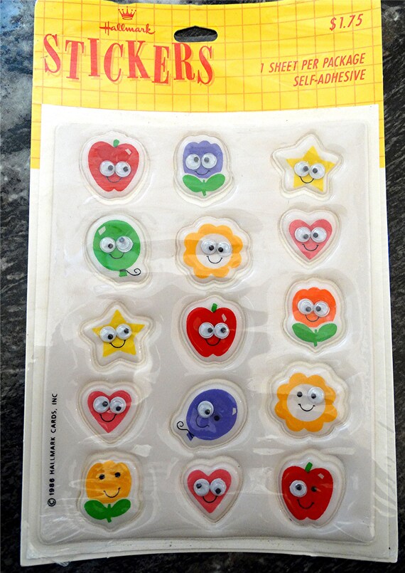 Hallmark Dated 1986 Christmas Vintage Sheet of Stickers