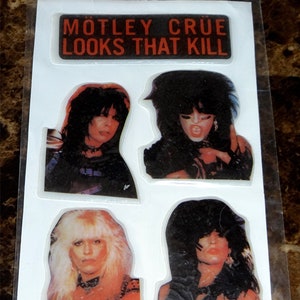 Motley Crue, Nikki Sixx, Vince Neil, Mick Mars, Tommy Lee, Puffy Stickers, Vintage aus den 80er Jahren