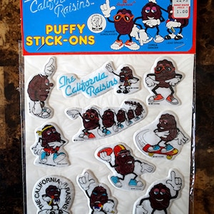 The California Raisins Puffy Stickers, Vintage from the 80's, Dated 1987, Imperial Toy Corporation