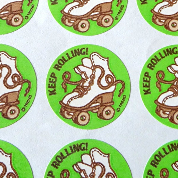 Scratch & Sniff Sticker, Keep Rolling, Roller Skate, Leather Scent, Vintage 80's Sticker, ONE Sticker by Trend