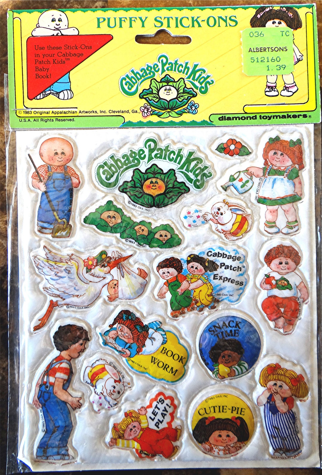 Cabbage Patch Kids Puffy Stickers, Puffy Stick-ons, Diamond