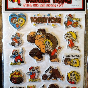 Nintendo Donkey Kong Puffy Stickers, Mario Puffy Stickers, Vintage aus den 1980er Jahren, datiert 1982