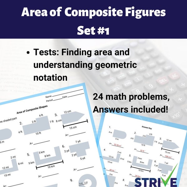 Area of Composite Figures Worksheet - Set #1