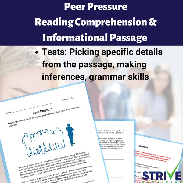 Peer Pressure English Reading Comprehension Worksheet