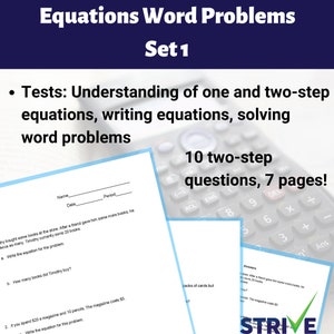 Equations Word Problems - Set 1