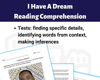 I Have A Dream Reading Comprehension Worksheet