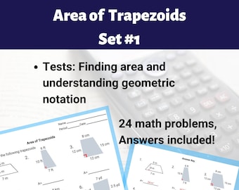 Area of Trapezoids Worksheet - Set #1