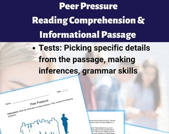 Peer Pressure English Reading Comprehension Worksheet