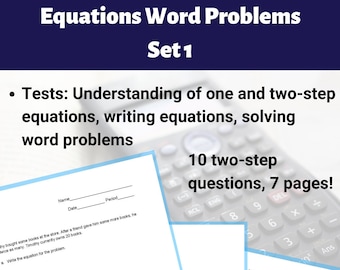 Equations Word Problems - Set 1