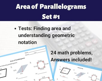Area of Parallelograms Worksheet - Set #1