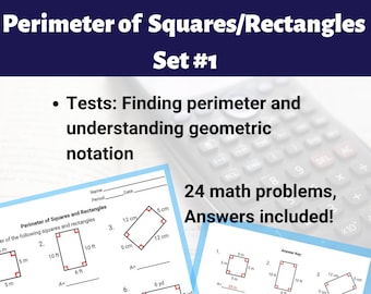 Perimeter of Squares and Rectangles Worksheet - Set #1
