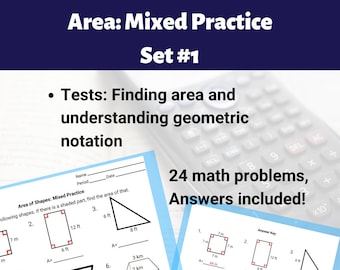 Finding Area Mixed Practice Worksheet - Set #1
