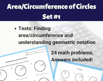 Area and Circumference of Circles Worksheet - Set #1