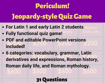 Periculum for Latin 1 - Jeopardy-style Quiz Game