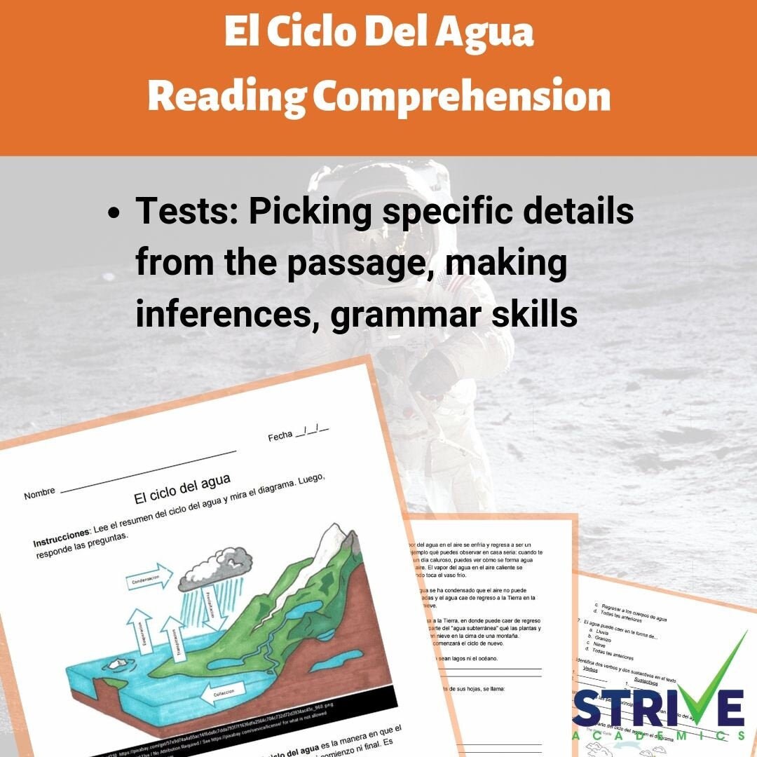 The Water Cycle Reading Comprehension Worksheet Spanish ...