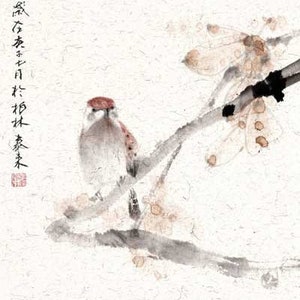 Autumn japanese sumi-e chinese ink painting home office decoration wall art printed