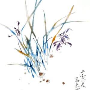 Orchidee japanische sumie painting chinesische Tusche Malerei Heim Haus Büro Deko Wand Kunst