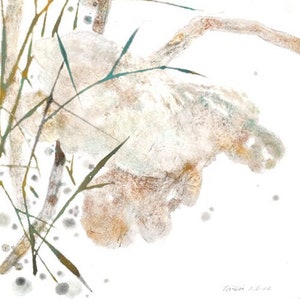 lotus pond painting chinese ink painting Japanese sumi-e painting office home decor wall art