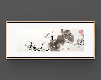 lotos Chinese Japanese ink painting office home Haus decor wall art