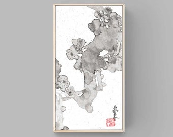 ink flower chinese ink painting Sumi-e painting office home decoration wall art