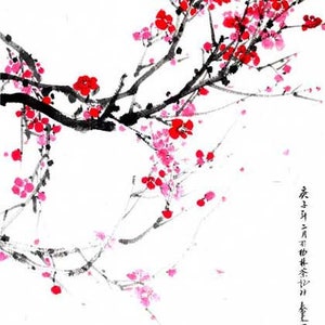Pittura a fiori di prugna Pittura a inchiostro cinese Pittura a inchiostro Home House Office Decoration Wall Art Stampato