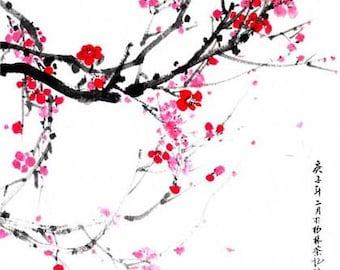 plum flower japanese chinese ink painting chinese painting home house office deco wall art printed