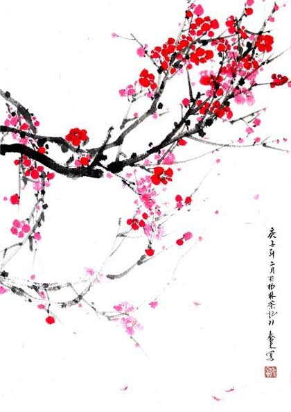 plum flower japanese chinese ink painting chinese painting home house office deco wall art printed