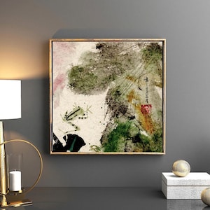frog Chinese Japanese sumi-e ink painting office home decor wall art