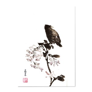 postcard Greeting card ink painting sumi-e painting chinese japanese art postcard