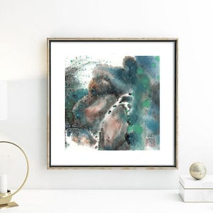 The spring chinese ink painting Japanese sumi-e landscape painting office home decoration wall art