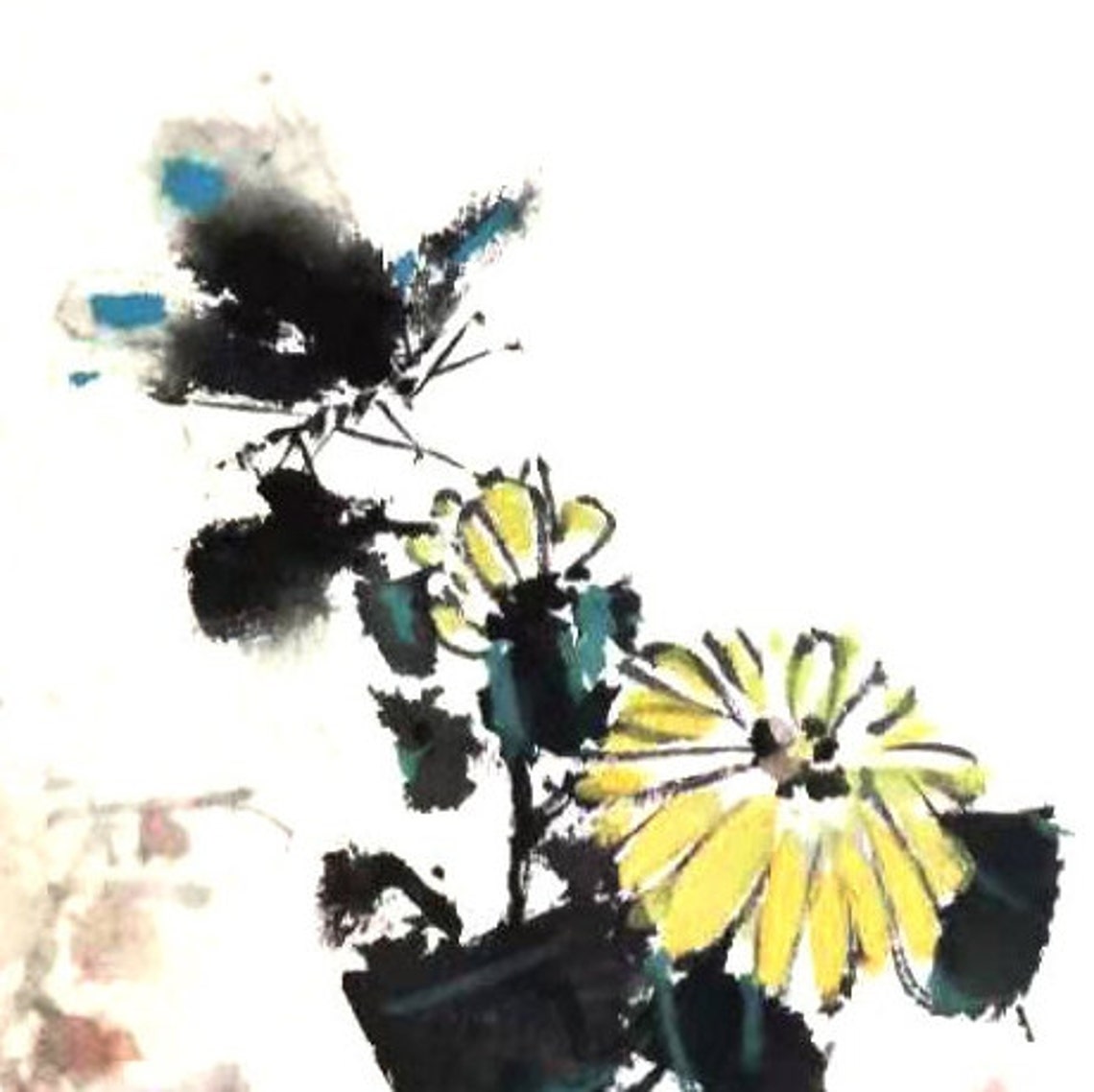 Wild Daisies Chinese Japanese Ink Painting Office Home Haus Decor Wall