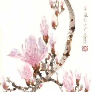 Magnolia flower japanese chinese ink painting chinese painting home house office deco wall art printed