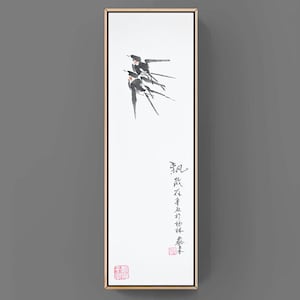 With the wind chinese Japanese ink painting office home decor wall art