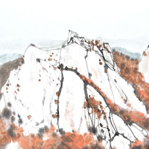 mountain landscape japanese chinese ink painting chinese painting home house office deco wall art