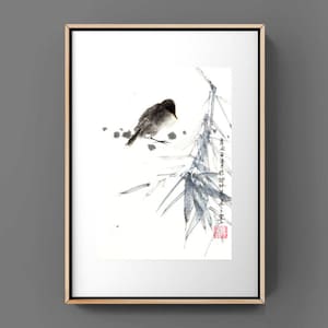 Bamboo Chinese japanese ink painting office home decor wall art