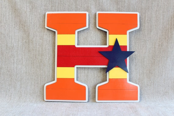 Houston Astros Inspired H With Rainbow Stripes 