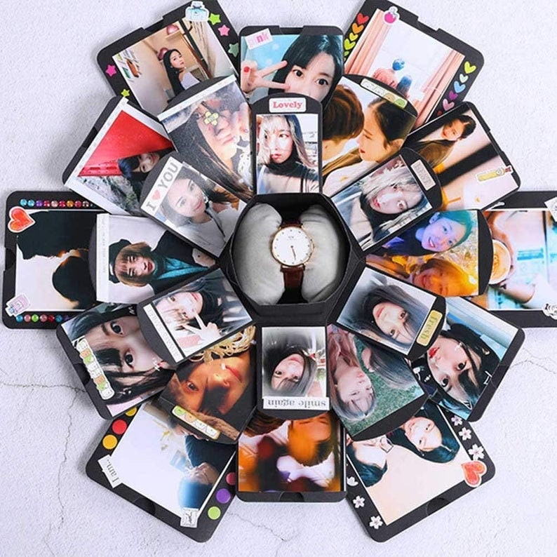 Memory Scrapbook Photo Album Gift Box 6 Faces Creative DIY Manual Explosion Box Anniversary Gift Birthday Gift Wedding Gift Valentine Gift