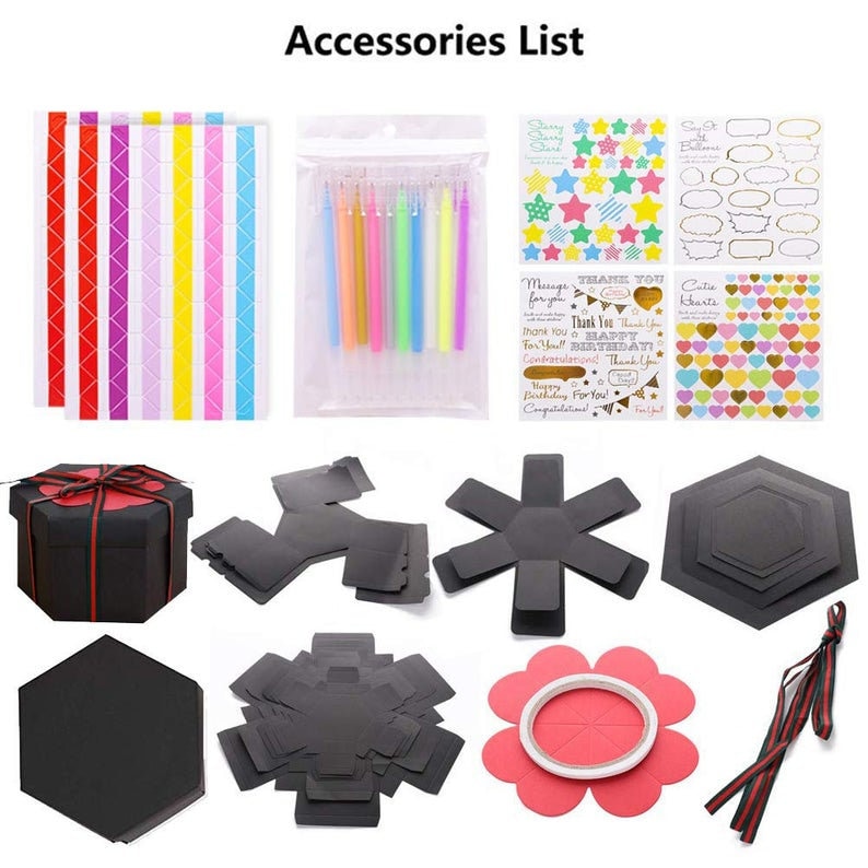Memory Scrapbook Photo Album Gift Box 6 Faces Creative DIY Manual Explosion Box Anniversary Gift Birthday Gift Wedding Gift Valentine Gift