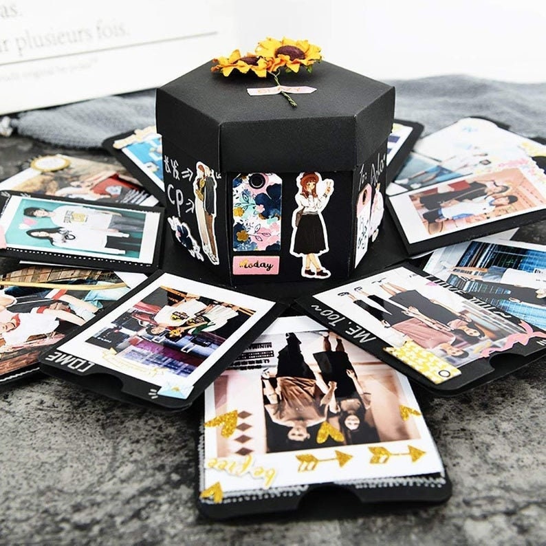 Memory Scrapbook Photo Album Gift Box 6 Faces Creative DIY Manual Explosion Box Anniversary Gift Birthday Gift Wedding Gift Valentine Gift