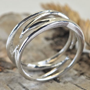 filigraan zilveren statement ring, minimalistische ring, Zwarte Woud natuurmotief