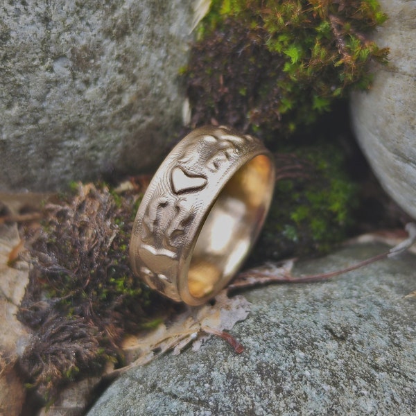 Bronze Statement Bandring, Herz Ornamentring, original Schwarzwaldmotiv